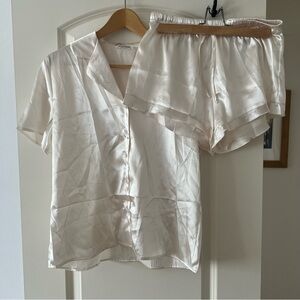 Satin Pajama Set in Cream